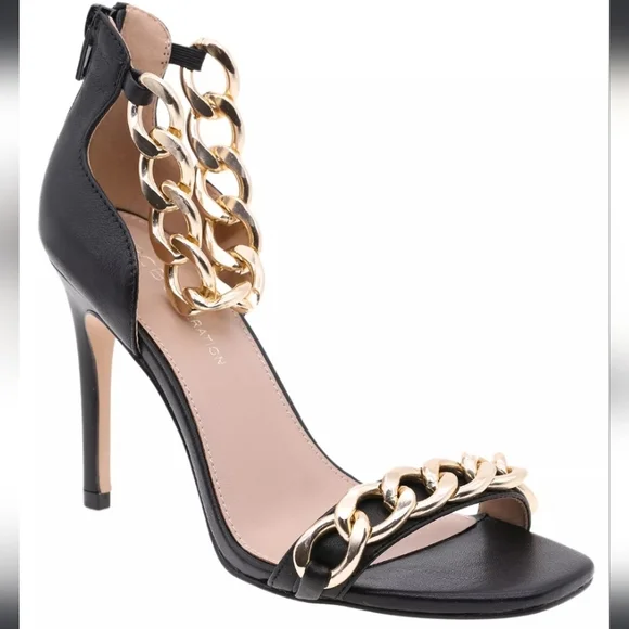 BCBGeneration Chain Detail Dress Sandals Black 7 - Picture 1 of 10